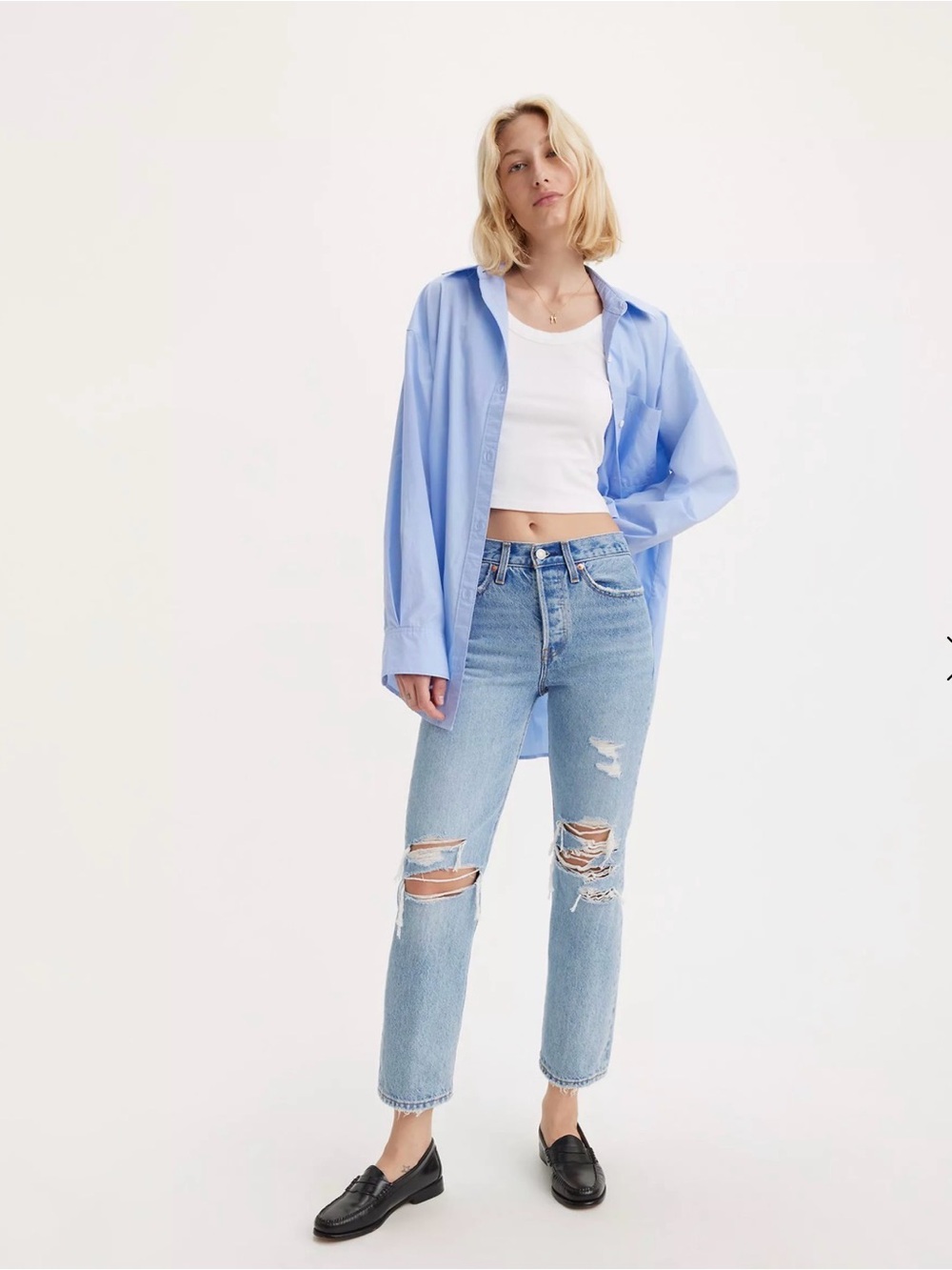 Levi’s Premium Wedgie Distressed Ripped Jeans Size 31 Light Wash